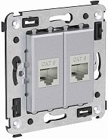 Розетка компьютерная экранированная без рамки DKC Avanti 2-м. RJ45+RJ45 6е закаленная сталь картинка